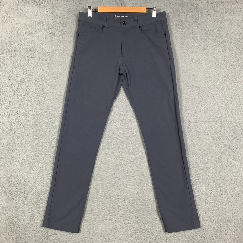 Western Rise AT Pants Mens 33 x 30.5 Gray Slim Fit Performance Tech Travel Chino